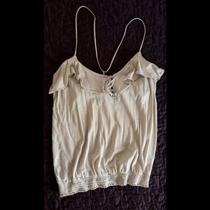 American Eagle Stretch Ruffle Tank w/Shelf Bra M
